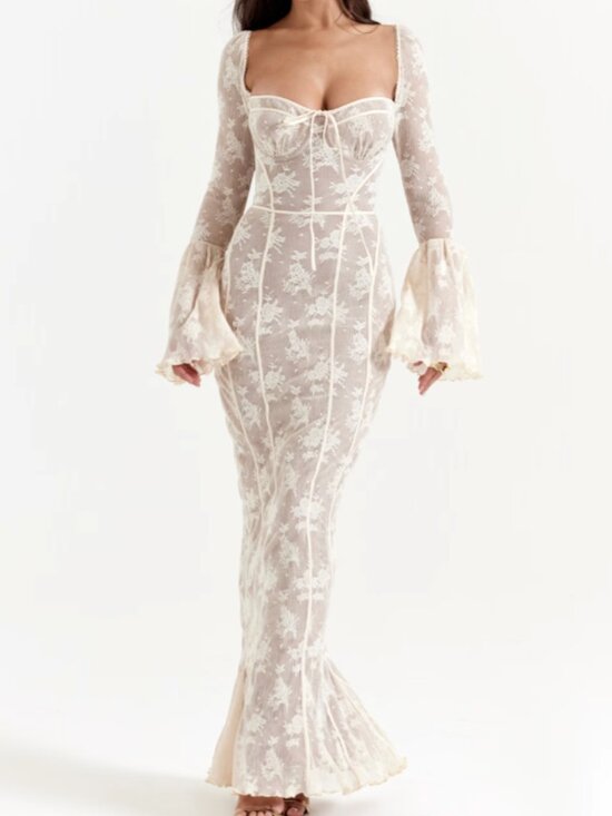 House of CB Dresses & Skirts - House of CB Delilah Cream Lace Maxi Dress in Size L+ Bigger Cup (D-E) - NWT